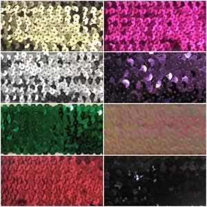 6 ROW (2-1/8") STRETCH SEQUIN TRIM - 6 Continuous Yards - Many Colors Available - Picture 1 of 29