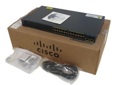 NEW CISCO WS-C2960-24TT-L ETHERNET SWITCH 0910-08-1086 COM3L00BRF WSC296024TTL Foto 1 de 4
