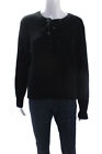 525 America Womesn Wool + Cotton Lace Up Pullover Sweater Top Black Size L