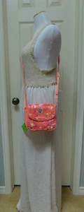 VERA BRADLEY Summer Sparkle Crossbody Pixie Blooms Pink/Melon Small NWT - Picture 1 of 9