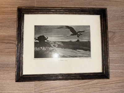 ANTIQUE Equestrian Scene 1905 “A Hurry Call” Framed Print – Benjamin Yeager Co. - Image 1 of 3