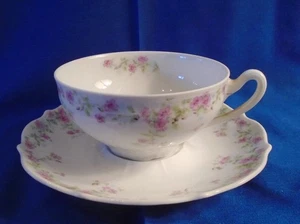 Antike Carl Tielsch Teetasse & Untertasse rosa Blumenmuster CT Germany b - Bild 1 von 7