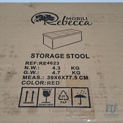 Rebecca Mobili Pouf mit Stauraum Kunstleder, Hocker faltbar, Truhe mit Deckel Ro - Bild 1 von 2