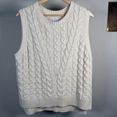 Nicole Miller New York Cream Cable Knit Sleeveless Sweater Vest Women's XL - Image 1 of 4