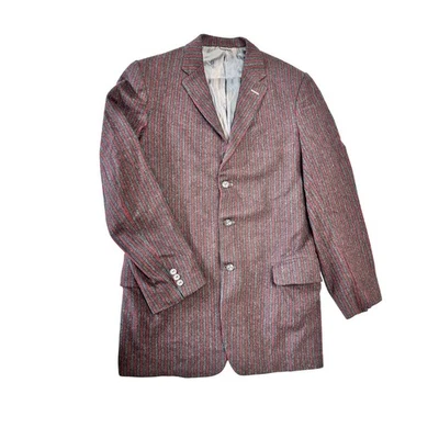 Abrigo deportivo largo blazer a rayas de lana vintage años 60 para hombre Dunster Hall Clothing Foto 1 de 4