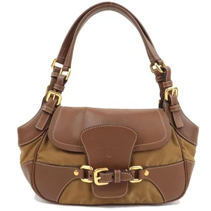 Authentic PRADA One Shoulder Bag Nylon Leather Brown F/S - Picture 1 of 17