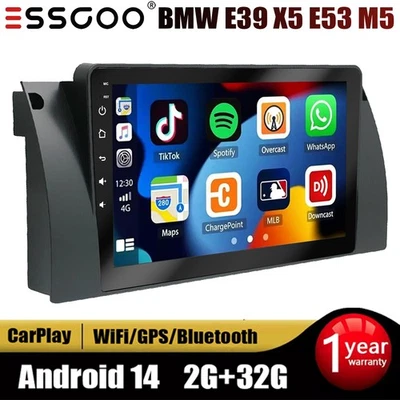 ESSGOO 9" For BMW 5 Series E39 X5 E53 M5 Android14 Carplay Car Radio Stereo GPS Navi BT