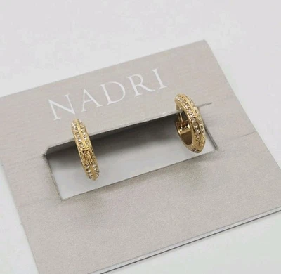 Pendientes de aro Nadri cristal pavé tono dorado joyería distintiva 0,5 pulgadas vintage nuevos en caja Foto 1 de 4