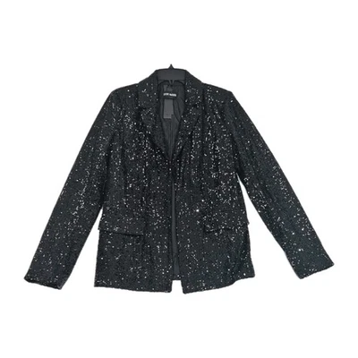 Blazer para mujer Steve Madden talla M lentejuelas manga larga negro forrado (62) Foto 1 de 4