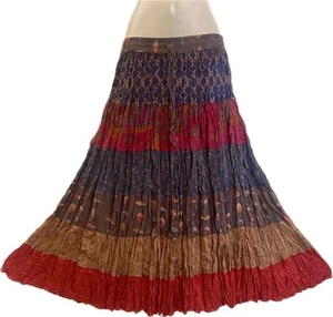 Sacred Threads Hippie Bohemian Gypsy Festival Patchwork Tier Skirt 223032 C - Picture 1 of 5