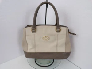 TIGNANELLO Genuine Leather Womens Handbag Purse Grey/Beige Pebble - Picture 1 of 8