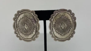Gorgeous Vintage Navajo Sterling Silver Concho Earrings - Picture 1 of 7