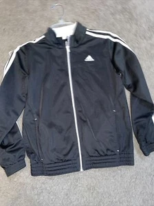Adidas Track Jacket Youth Sz Xtra Large full zip Black w/ White stripes YXL - Picture 1 of 4