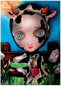 Cow Girl by Abril Andrade Griffith Fine Art Print Big Eye Kitschy Cowgirl Poster - Picture 1 of 1