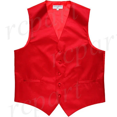 New Men's Tuxedo Waistcoat Red Vest only Formal Wedding Prom Party 5XL 6XL - Image 1 of 3