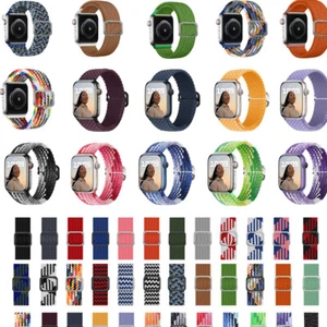 Para Apple Watch Series 7/6/5/4/3/2/1 Nailon Correa Banda Elástica Elástica - Imagen 1 de 48