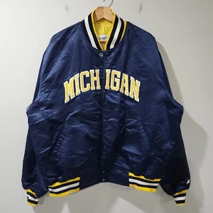 Chaqueta Bomber Vintage Starter Michigan Wolverines Satén XXL Hecha en EE. UU. - Imagen 1 de 6