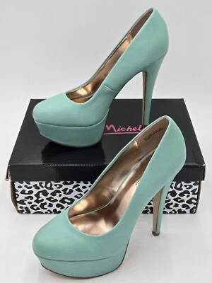 Zapatos de tacón Anne Michelle Realove-11X para mujer con plataforma verde menta Foto 1 de 4