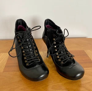 Hush Puppies Vivianna Black Vivianna Wide Victorian Steampunk Ankle Boots Size 4 - Picture 1 of 7