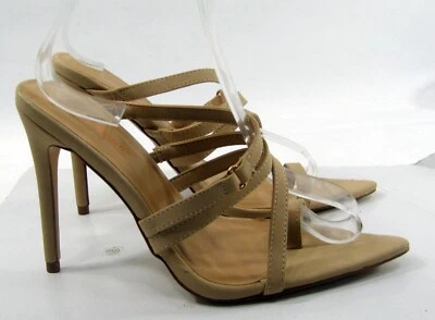 Anne Michelle Brown 4.5"High Stiletto Heel SLIP on strappy Shoes WOMEN Size 7.5 - Image 1 of 4