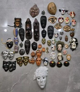 Masive Collection Masks Walls Art Decor Porcelain Wood Metal.... Hand Made Rare - Picture 1 of 11