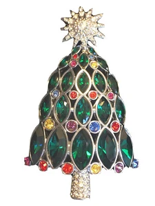 Swarovski Signed Christmas Tree Brooch/Pin 2005 Rockefeller Center Ltd Ed. - Picture 1 of 3