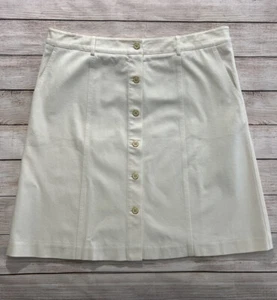 J McLaughlin Elise A-Linien-Rock 14 Knöpfe Stretch Taschen cremeweiß - Bild 1 von 11