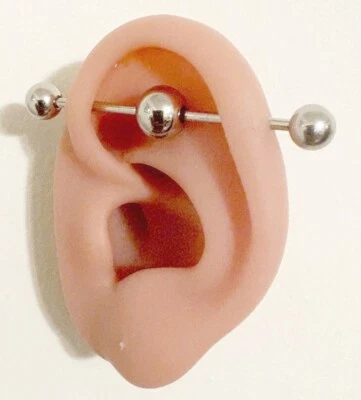 STERILIZED 2X6mm & 1X8mm Balls  INDUSTRIAL Barbell Surgical Steel 14g 7 Length - Image 1 of 4