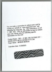 2021-22 The Cup Rookie Auto Patch DAWSON MERCER 189 249 New Jersey Devils RC RPA - Picture 1 of 1