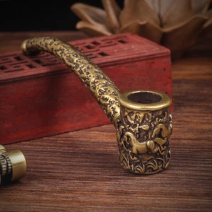 Creative Carving Horse Brass Pipe Traditional Tobacco Cigarettes Pipes Gifts - Picture 1 of 4