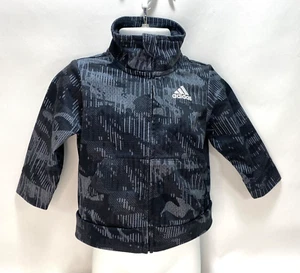 Adidas Infant Baby Jacket 6 Month Boys Black Gray Zip Front Lightweigh Knit Logo - Picture 1 of 9