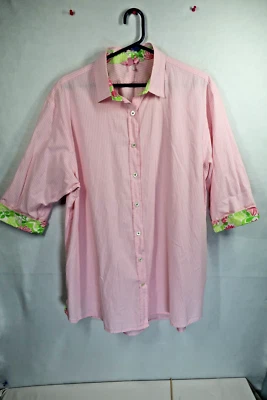 Lilly Pulitzer Talla Mediana Rosa Blanco Floral Puño Manga Primavera Abotonada Foto 1 de 4