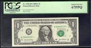 FR 1930-B* 2003-A $1 *STAR* FEDERAL RESERVE NOTE NEW YORK, NY PCGS GEM UNC-67PPQ - Picture 1 of 2