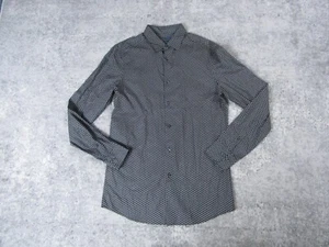 Perry Ellis Shirt Mens Small Slim Fit Dress Black Microdot Button up Long Sleeve - Picture 1 of 11