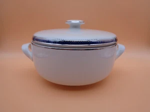 FEINE KERAMIK SUPPENTASSE BLAUER SILBERRAND MIT DECKEL 70ER JAHRE RICHARD GINORI - Bild 1 von 7