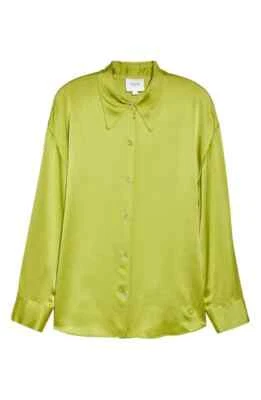 NEW Vince Shaped Collar Silk Button-up Blouse In Cactus SZ 1X #T3077 - Image 1 of 4