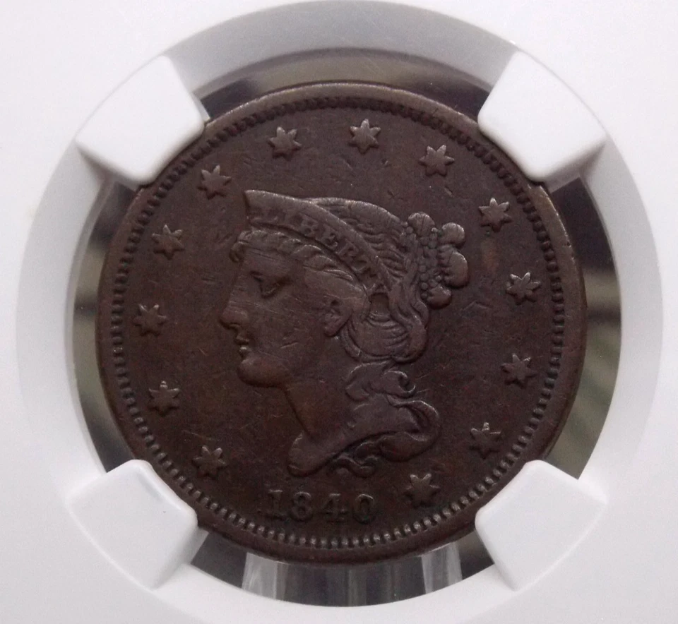 1840 Braided Hair Large Cent *SMALL DATE* 1c NGC VF20 BN #011 Very Fine ECC&C - Image 1 of 4