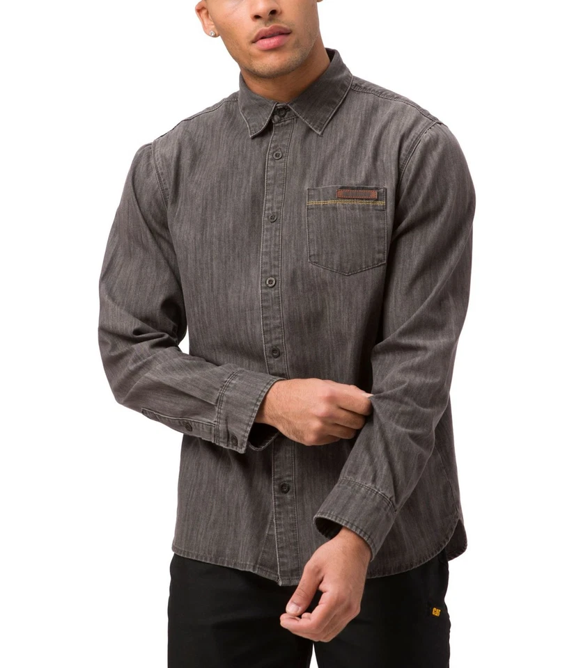 Caterpillar Mens Foundation Button Up Shirt, Grey, XX-Large - Image 1 of 1