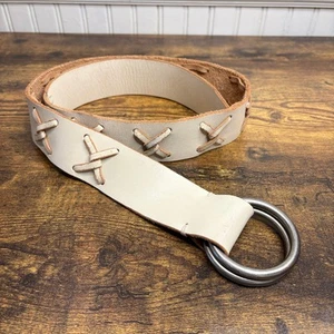 Buckle Womens Size M Wide Leather Belt Cream Beige Braid Adjustable Western Boho - Picture 1 of 9