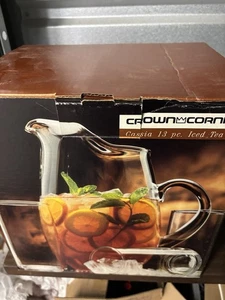 Vintage Crown Corning Cassia 13 Piece Iced Tea Set Pitcher Glasses Tumbler 1990s - Picture 1 of 1
