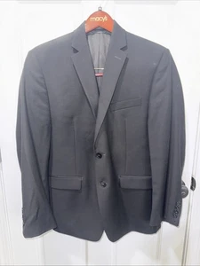 $295 Calvin Klein 38 Hombres Calce Ajustado Negro Traje Deporte Abrigo Chaqueta/Ablazer - Imagen 1 de 7