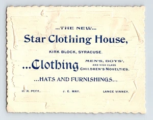 New York Syracuse Star Clothing House 1890s Victorian Trade Card 3.5" x 4.5" - Picture 1 of 2