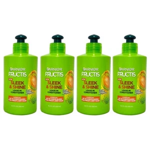 Garnier Fructis Sleek and Shine Leave in Conditioning Cream, 10.2 fl oz - 4 Pack - Picture 1 of 7