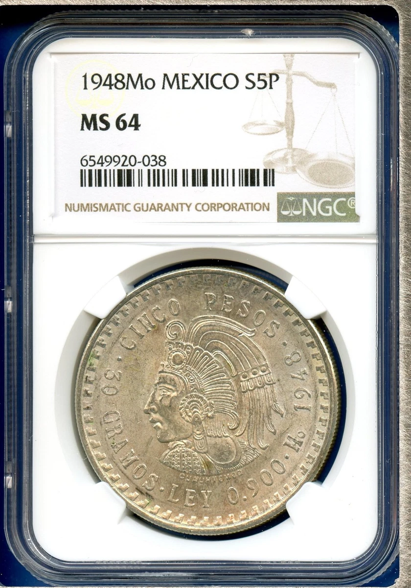 メキシコ　5ペソ硬貨　1948 【NGC MS64】　世界 メキシコ 5ペソ硬貨 1948 【NGC MS64】 世界 メキシコ 5ペソ硬貨 1948