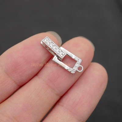 Sterling Silver Rectangular Fold Over Clasp Necklace Bracelet Findings A5437 - Image 1 of 4