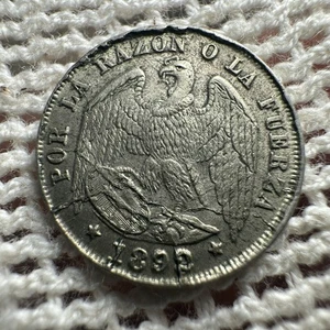 Chile 1892 Medio Decimo Half Cent .500 Silver 1.2g - Picture 1 of 2