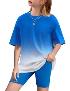 Girls Clothing Two Piece Summer Outfits Short Sleeve Shirts and Biker Shorts ... - Picture 1 of 8