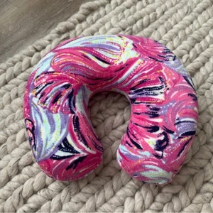 Lilly Pulitzer Travel Neck Pillow Preppy Pattern Colorful Gold Zipper Stylish - Picture 1 of 6