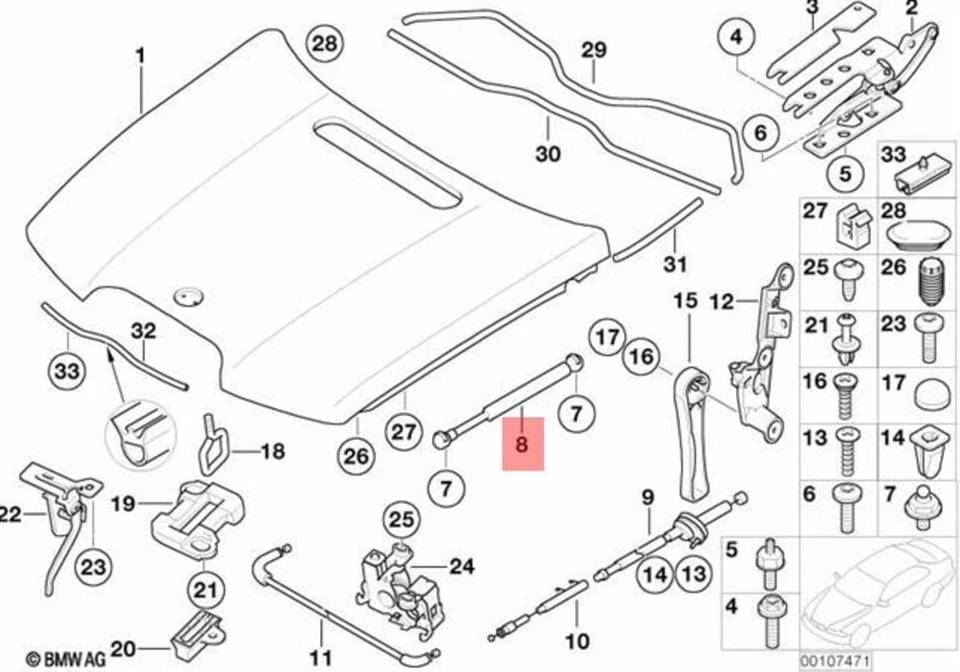 Capó de resorte presurizado a gas genuino BMW Alpina B7 E65 E66 E67 730d 51238240596 Foto 1 de 1