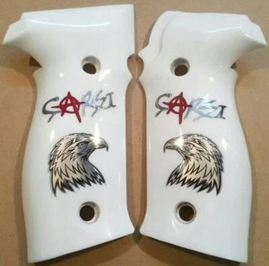 Ksd Grips Branded, Sig Sauer Compatible P226 White Acrylic Grip, Custom Logo - Picture 1 of 2
